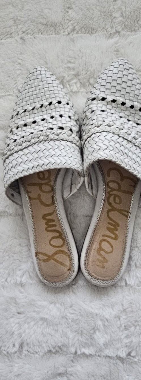 Sam Edelman Woven White Slide Mules